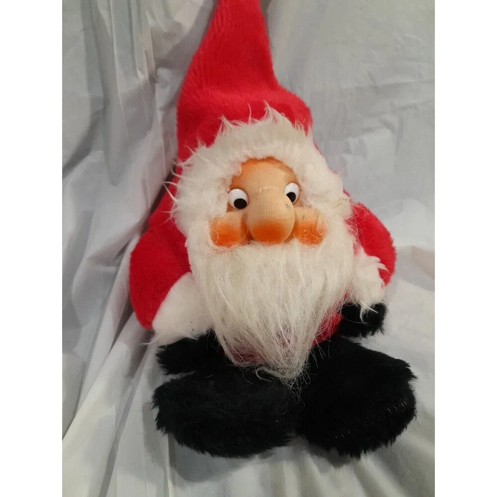 Vintage Santa Gnome Plush With Soot On Face, 1982. 5 Inch